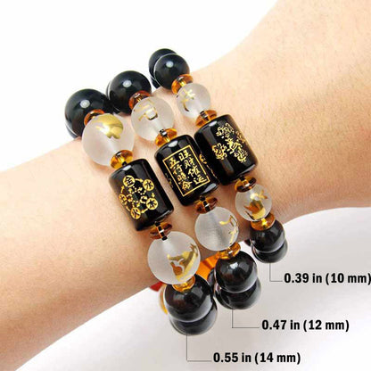 Pulsera de obsidiana con cinco elementos de la prosperidad y la riqueza según el feng shui del zodiaco chino