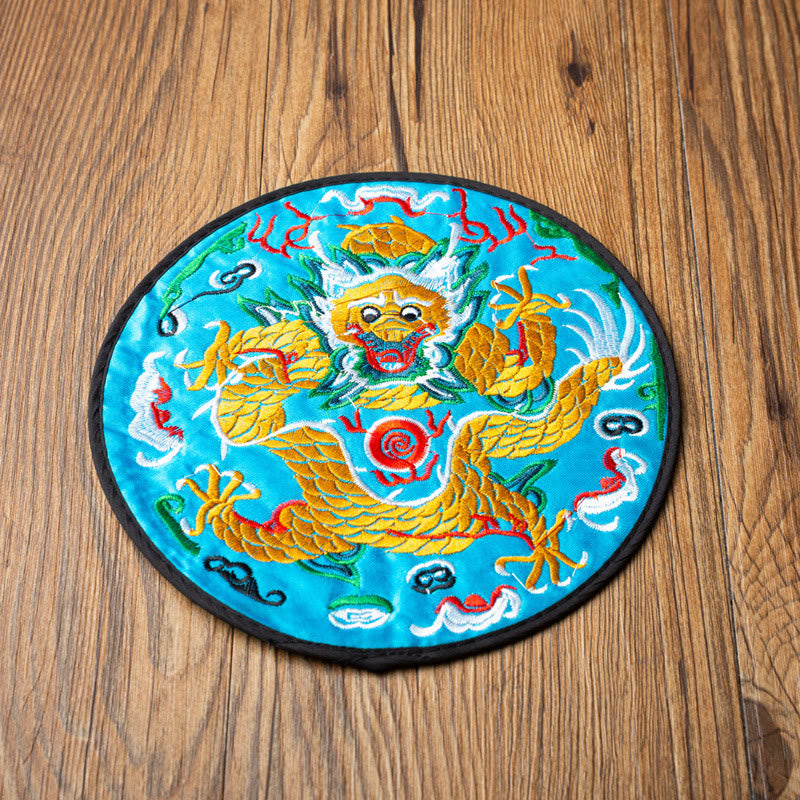 Mythstone Dragon Embroidery Cup Mat Pad Tea Cup Coaster Kung Fu Tea Mat