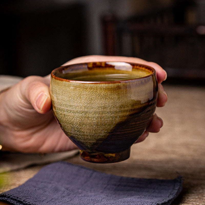 Mythstone Retro Brown Kiln Change Ceramic Teacup Kung Fu Tea Cup