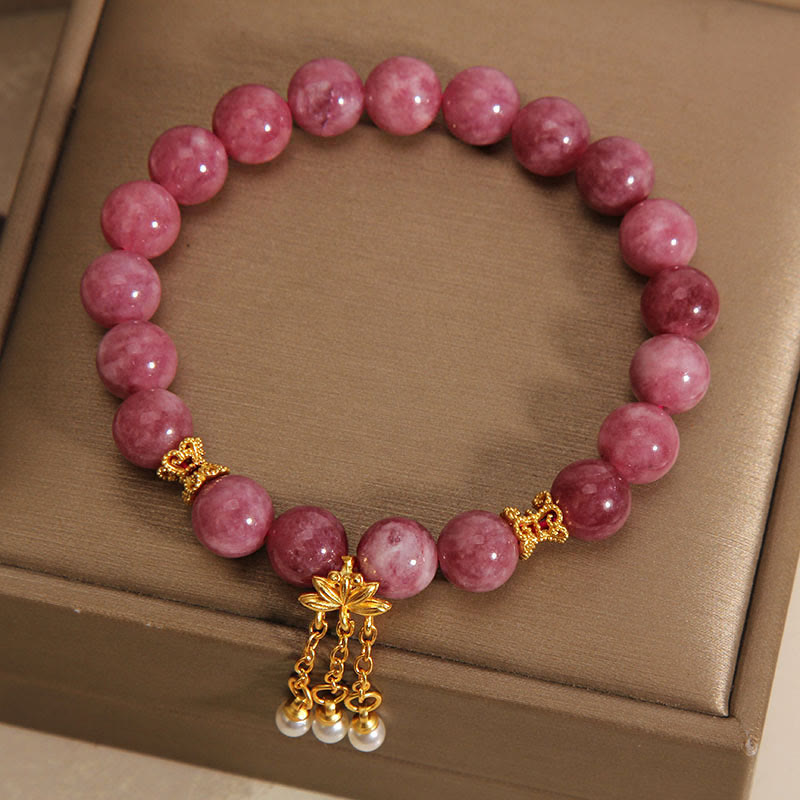 Mythstone Pink Tourmaline Lotus Flower Positive Bracelet