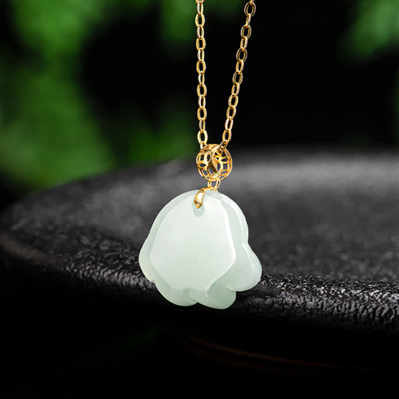 Mythstone 925 Sterling Silver 18K Gold Plated Natural Jade Cat Paw Pattern Luck Necklace Pendant