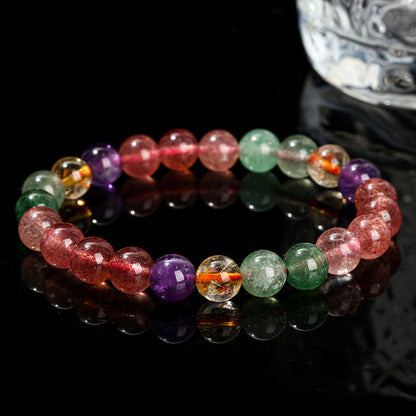 Pulsera de cuentas curativas de cuarzo fresa multicolor natural Mythstone