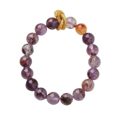 Pulsera de la sabiduría del dragón bañada en oro y cobre fantasma morado Mythstone