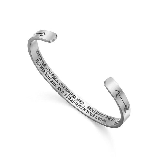 Mythstone Inspirational Bracelets Personalized Gift for Her Him Engraved Mantra Cuff Bangle Crown Jewelry