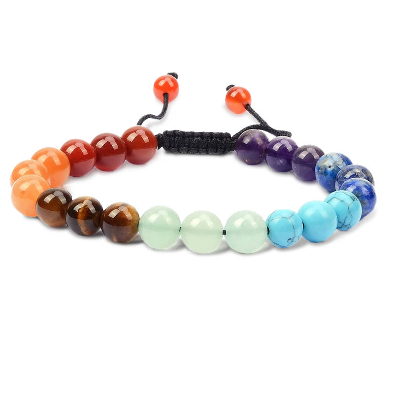 Mythstone Natural Healing Power Gemstone Crystal Beads Unisex Adjustable Macrame Bracelet