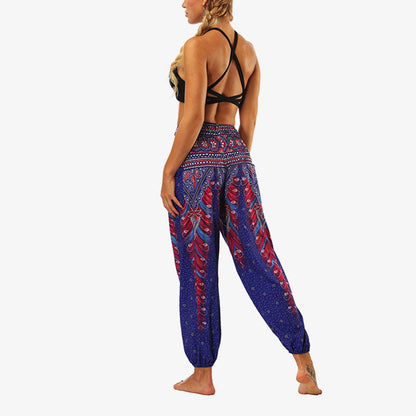 Mythstone Hippie Pants Baggy Boho High Waist Lounge Trousers with Pockets Women's Yoga Pants