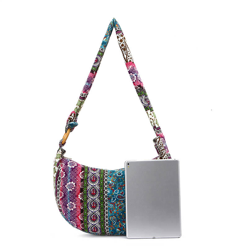 Mythstone Cotton Stripes Print Crossbody Bag Shoulder Bag