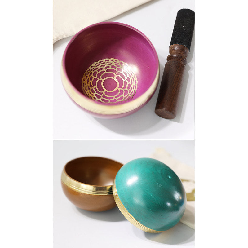 Mythstone Tibetan Sound Bowl Handcrafted for Chakra Healing and Mindfulness Meditation Singing Bowl Set