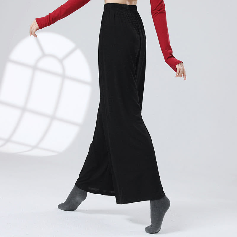 Mythstone Solid Color Loose Wide Leg Pants Dance Women's Yoga Pants