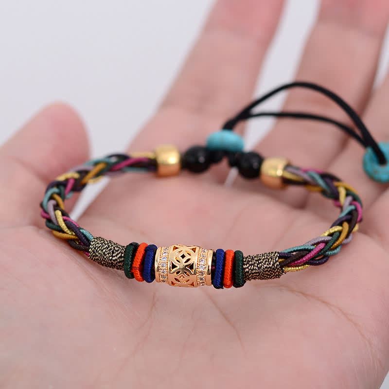 Pulsera de hilo de cobre con ocho hilos y nudo tibetano hecha a mano Mythstone