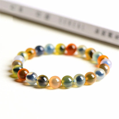 Mythstone Natural Colorful Candy Agate Harmony Strength Bead Bracelet