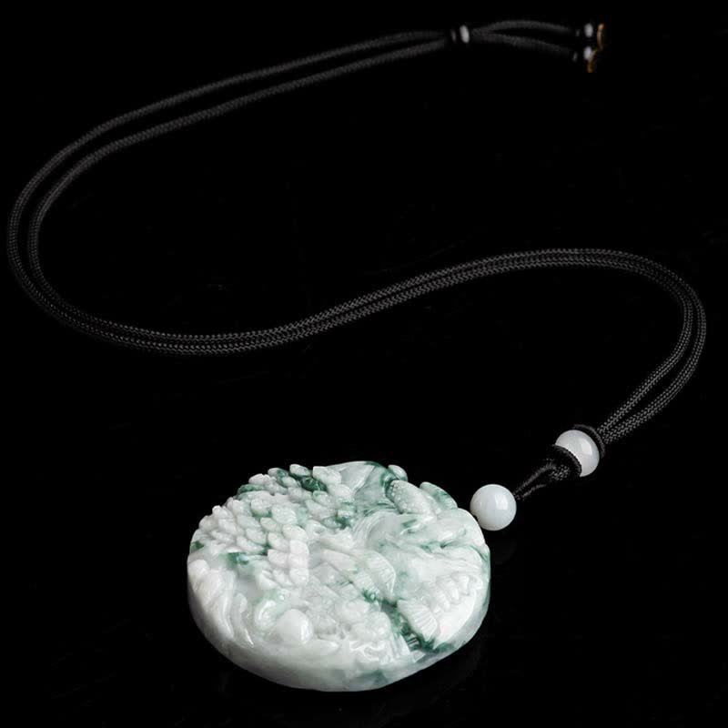 Mythstone Mountain Landscape Jade Abundance String Necklace