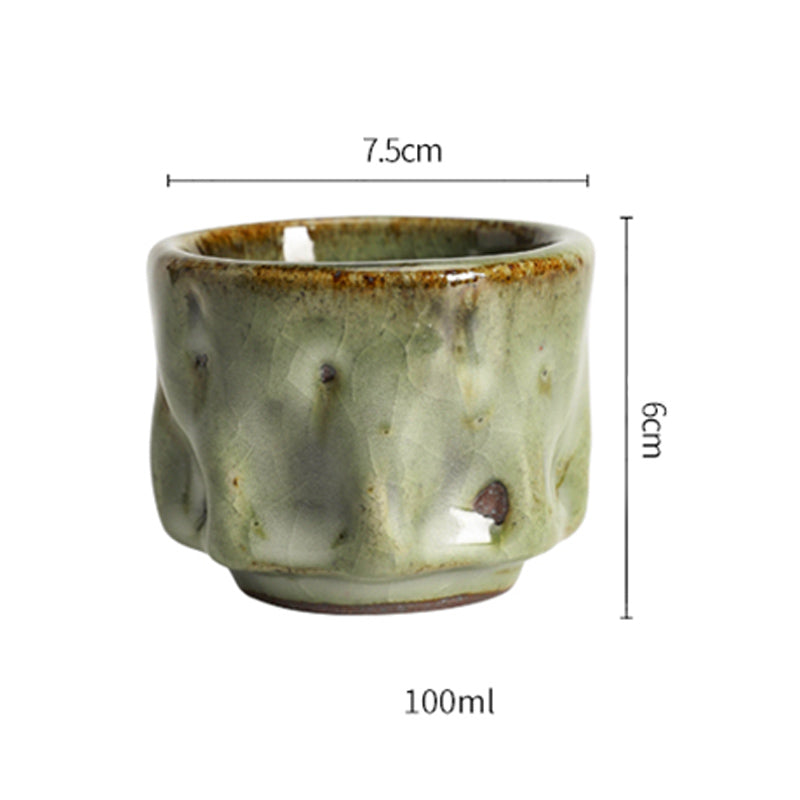 Mythstone Handcrafted Simple Cracked Ice Texture Chinese Jianzhan Ceramic Teacup Kung Fu Tea Cup