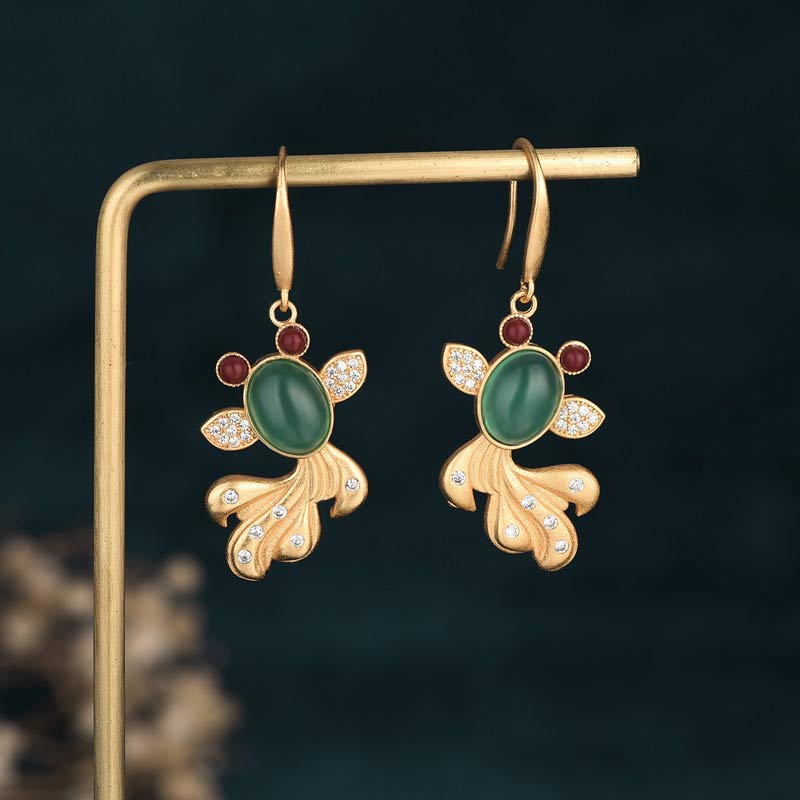 Mythstone FengShui Jade Koi Fortune Earrings