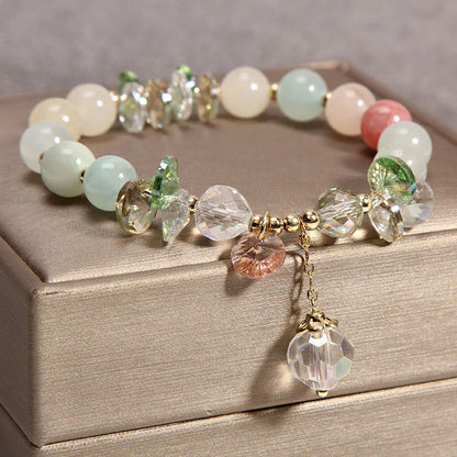 Mythstone Cat's Eye Pink Crystal Peace Charm Bracelet