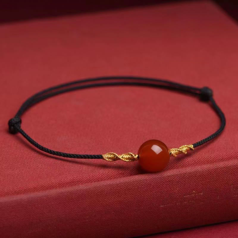 Mythstone Natural Red Agate Cat Eye Calm Braided String Bracelet Necklace Pendant