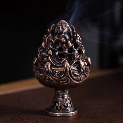 Mythstone Tibetan Mini Mountain Pattern Meditation Copper Alloy Incense Burner