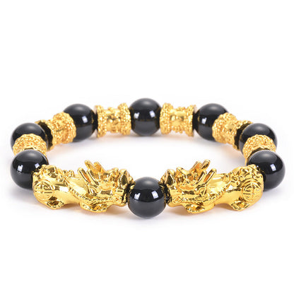 Mythstone Double Pixiu Obsidian Wealth Bracelet