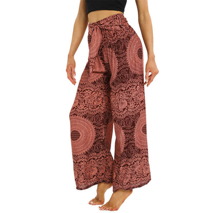 Mythstone Boho Lace-up Wide Leg Pants Women's Yoga Pants