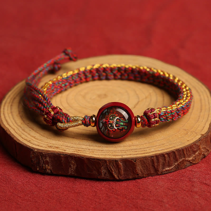 Mythstone Colorful Rope Cinnabar Thangka Blessing Braided Bracelet