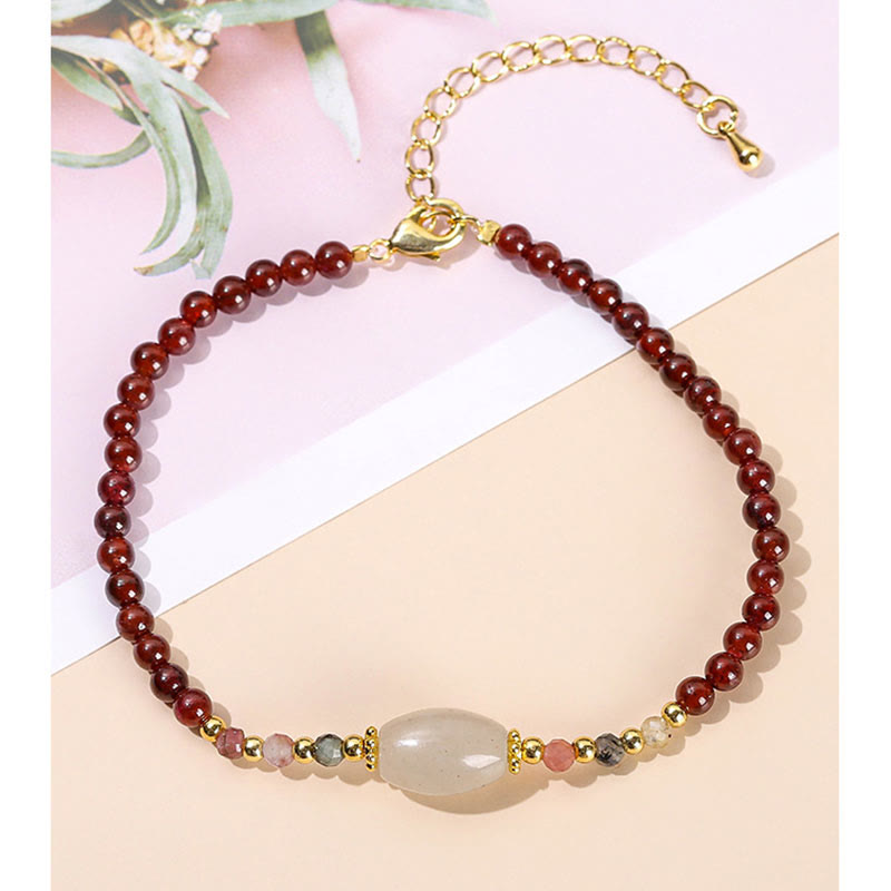 Mythstone Garnet Jade Tourmaline Bead Passion Bracelet