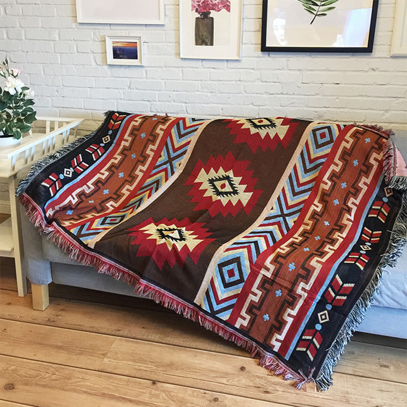 Mythstone Tibetan Geometric Hand-Dyed Craftsman Blanket