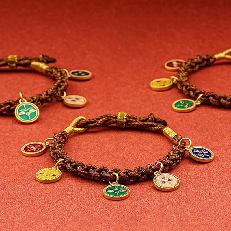 Mythstone Tibetan Five God Of Wealth Thangka Luck Braid String Bracelet