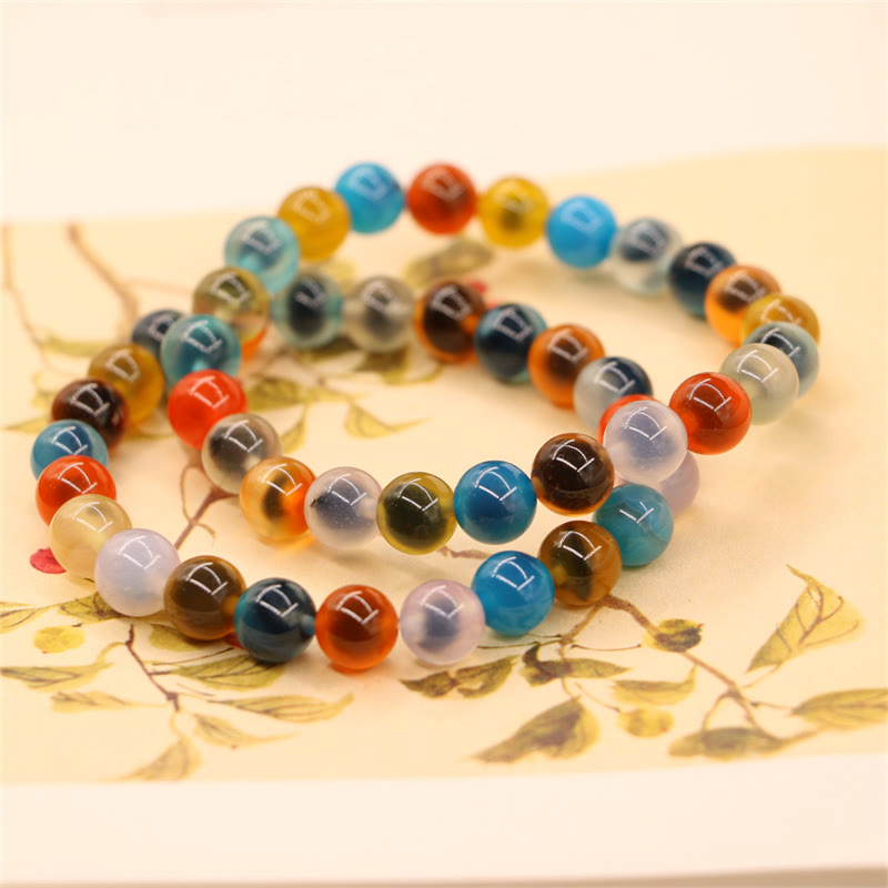 Pulsera de cuentas de ágata de caramelo de colores Mythstone con poder curativo