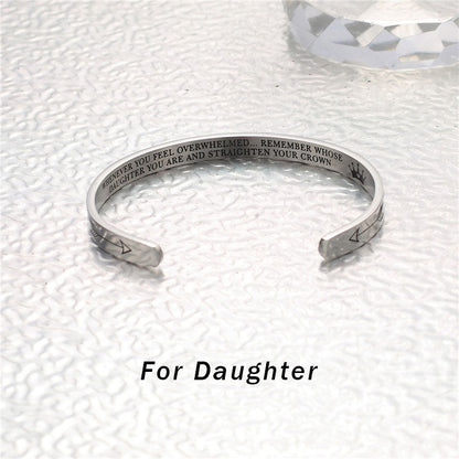 Mythstone Inspirational Bracelets Personalized Gift for Her Him Engraved Mantra Cuff Bangle Crown Jewelry