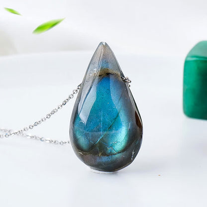 Mythstone Labradorite Water Drop Support Healing Necklace Pendant