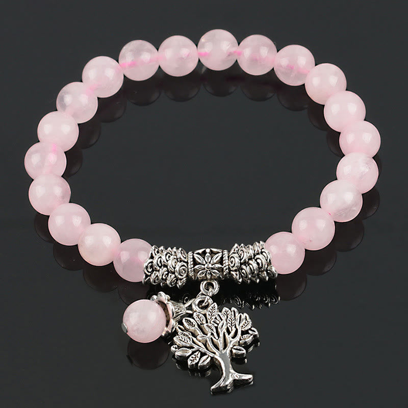 Mythstone Natural Gemstone Tree of Life Lucky Charm Stretch Bracelet