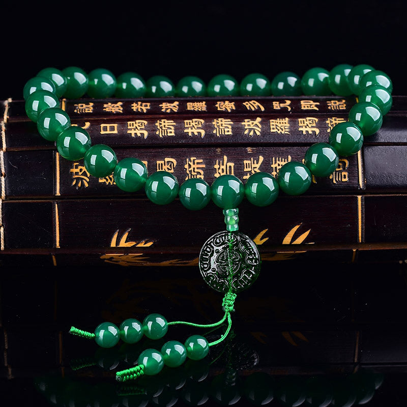 Mythstone Natural Green Agate Wrist Mala Manifestation Pocket Mala Car Decoration