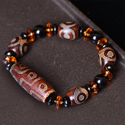 Mythstone Tibetan Retro Natural Nine-Eye Dzi Bead Blessings Bracelet