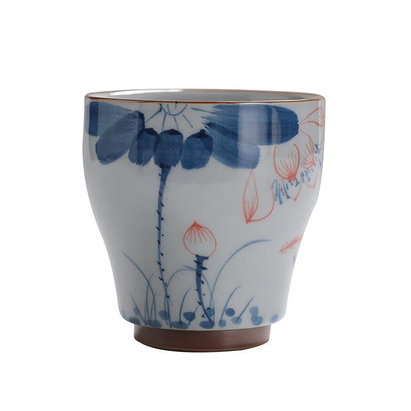 Mythstone Lotus Flower Leaf Bamboo Ceramic Teacup Kung Fu Tea Cups