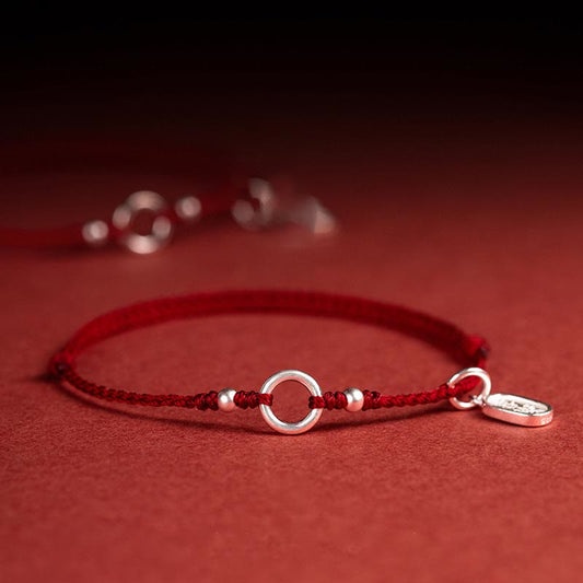 Mythstone 925 Sterling Silver Lucky Fortune Peace Joy Lotus Peace Buckle Red String Bracelet