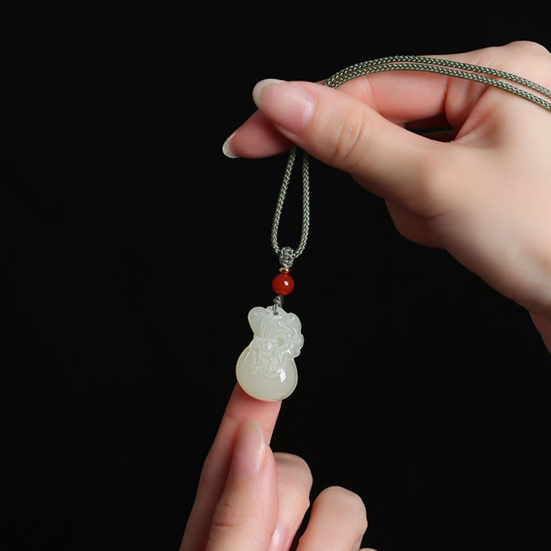 Mythstone Natural Hetian Jade Money Bag Wealth Necklace Pendant Key Chain Phone Hanging Decoration