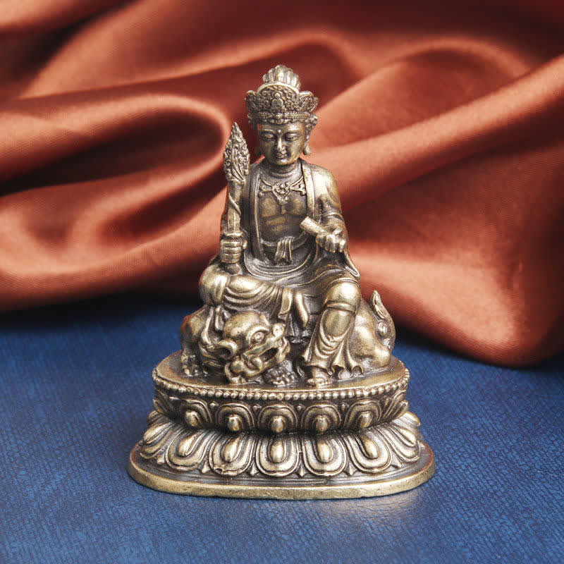 Estatua decorativa de cobre del Bodhisattva Serenity de Manjusri, piedra mítica