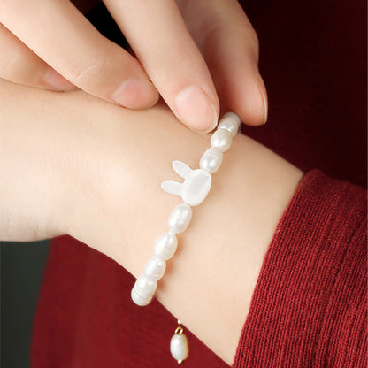 Mythstone Natural Pearl Cute Rabbit Sincerity Bracelet