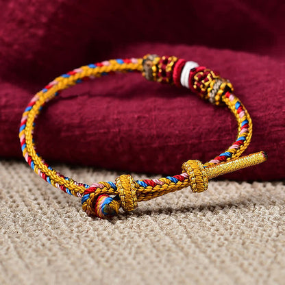 Mythstone Handmade Dunhuang Color Luck Braid String Bracelet