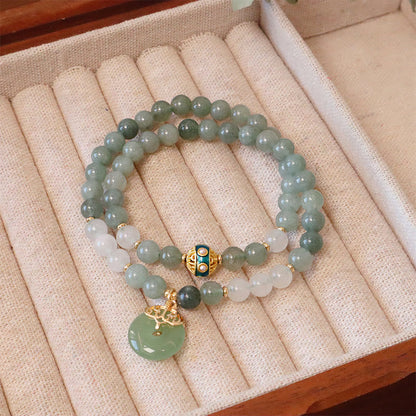 Mythstone Single Double Layer Jade Peace Buckle Luck Bracelet