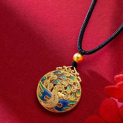 Mythstone Phoenix Fu Character Luck Protection Necklace Pendant