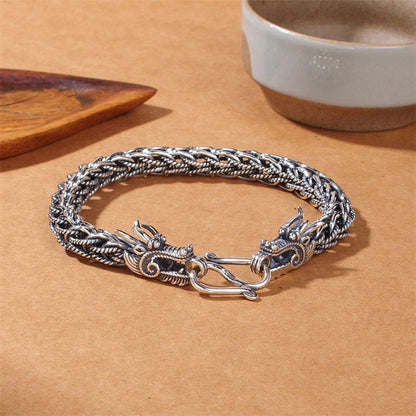 Mythstone 925 Sterling Silver Dragon Success Strength Bracelet Bangle