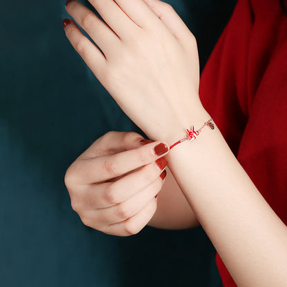 Mythstone 925 Sterling Silver Color-changing Chinese Zodiac Luck Protection Red String Chain Bracelet