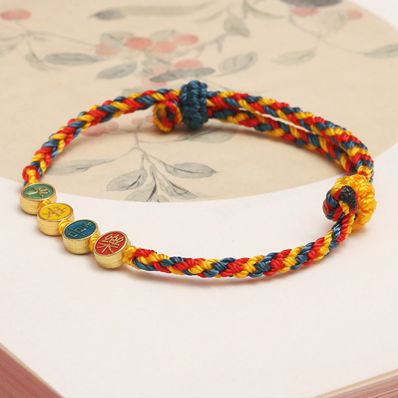 Pulsera trenzada de hilo de color Dunhuang hecha a mano con protección de la paz y la alegría Mythstone 