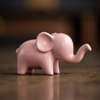 Mythstone Small Ceramic Elephant Home Tea Pet Figurine Desk Decoration