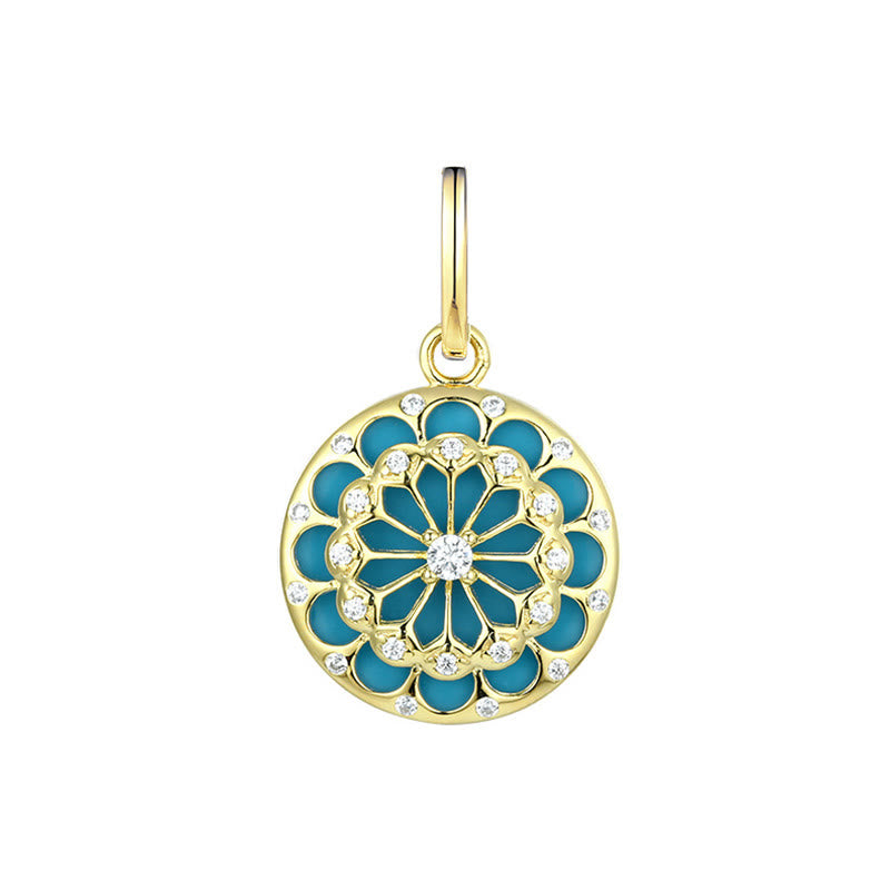 Mythstone 925 Sterling Silver Round Turquoise Zircon Protection Strength Necklace Pendant