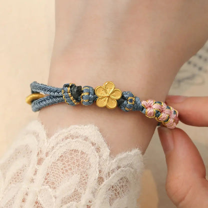 Mythstone Peach Blossom Design Wealth String Bracelet