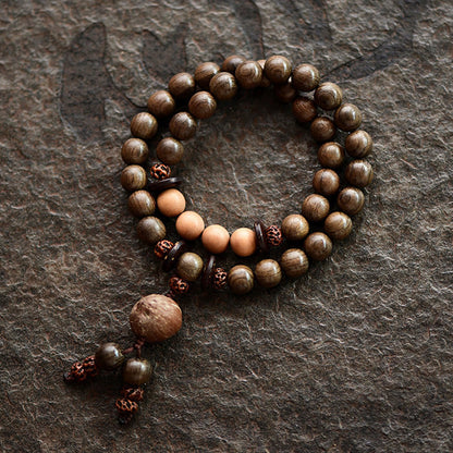 Mythstone Tibetan Sandalwood Protection Charm Mala Bracelet