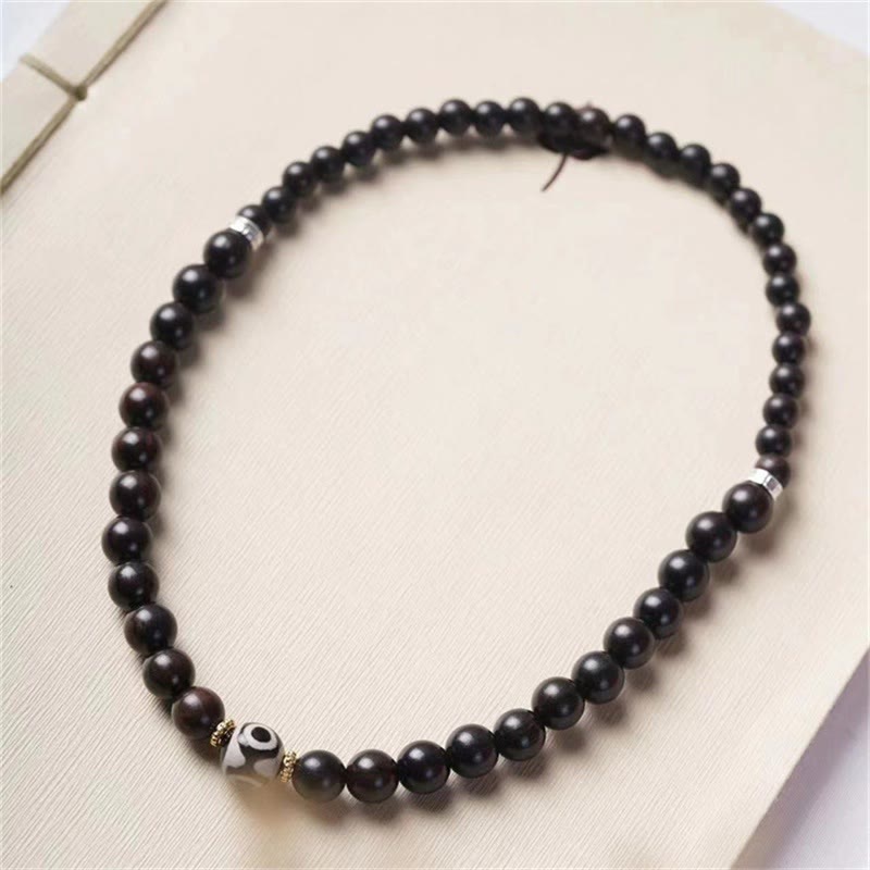 Mythstone Tibet Ebony Wood Dzi Bead Balance Double Wrap Bracelet