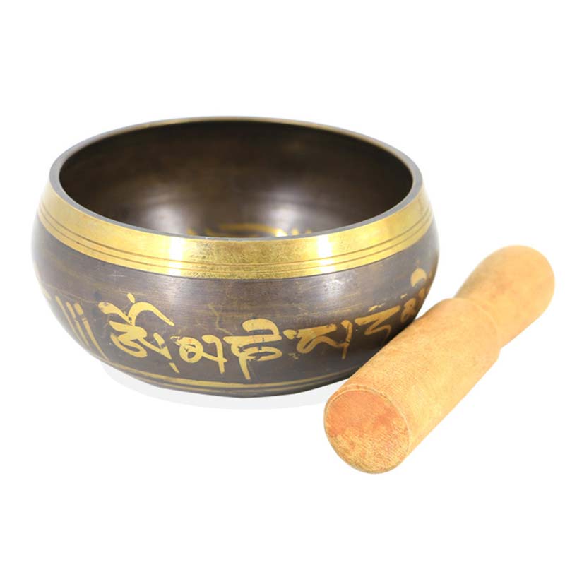 Mythstone Tibetan Meditation Bowl for Healing and Mindfulness Om Mani Padme Hum Singing Bowl